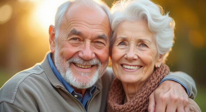 Beautiful older couple with copy space