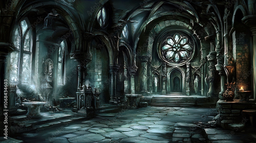 Poster dark subterranean realm with twisting shadows