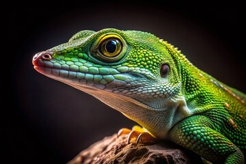 Obraz premium Stunning Knight Anole on a Dark Background with Copy Space Perfect for Nature and Wildlife Photography Projects