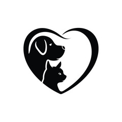 pet love logo design template. pet care vector icon