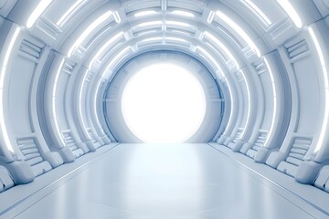 Obraz premium Futuristic Sci-Fi Tunnel Corridor Backdrop for Commercial Banner Design