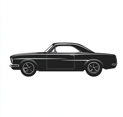 A black car with a white background. The car is a classic and has a vintage feel to it