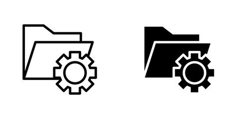 Data management icon set. outlined and solid filled versions.