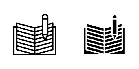 Homework icon set. outlined and solid filled versions.