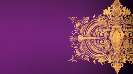 indian style antique gold floral pattern background wallpaper with copy space