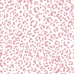 Pink leopard seamless pattern. Fashion stylish texture hand drawn watercolor. Seamless leopard skin print light color. Abstract exotic jungle or africa wild cat texture.
