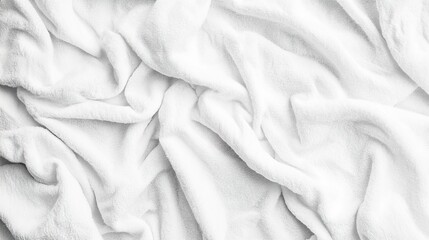 White towelling creates a soft, clean background perfect for various applications. This composition of white towelling offers ample copy space for design needs.