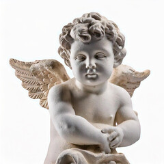 sclupture antique cupido isolated on white background studio shot