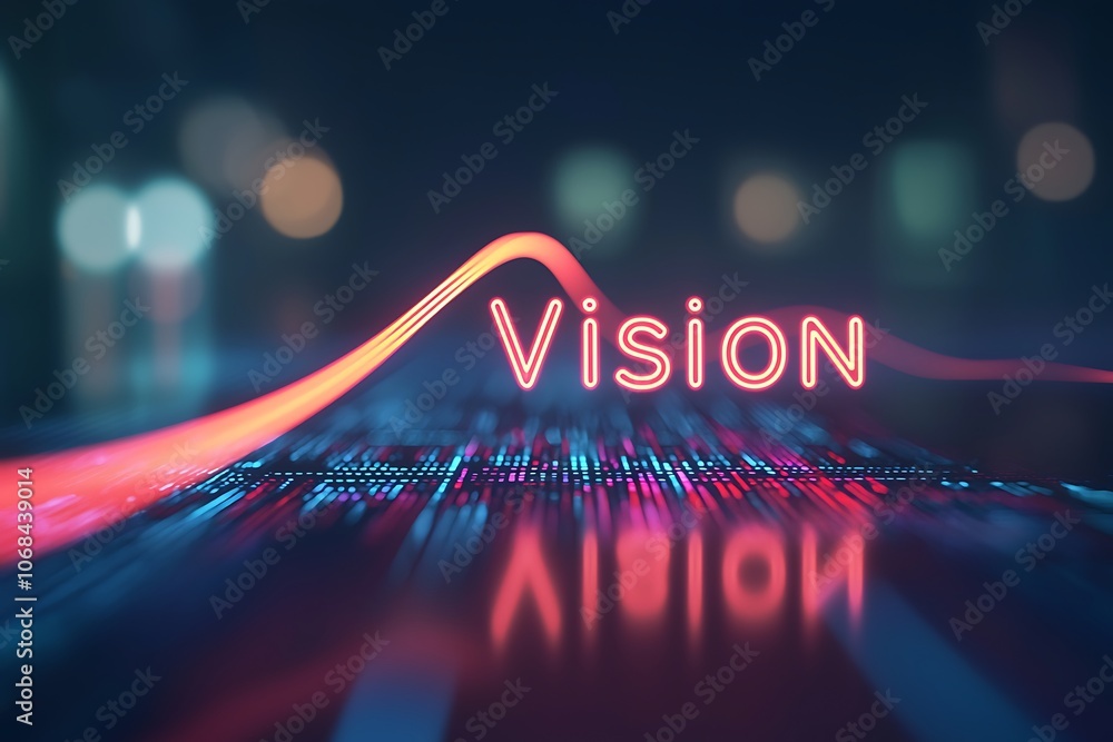 Poster a futuristic representation of the word 