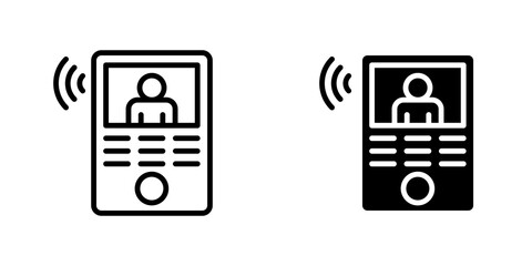 Intercom icon set. outlined and solid filled versions.