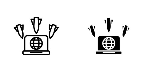 DDOS icon set. outlined and solid filled versions.