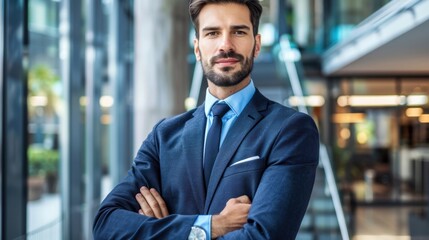 Fototapeta premium Confident Body Language: This posture showcases self-assurance, characterized by a straight back and open gestures, amplifying your charismatic allure. 