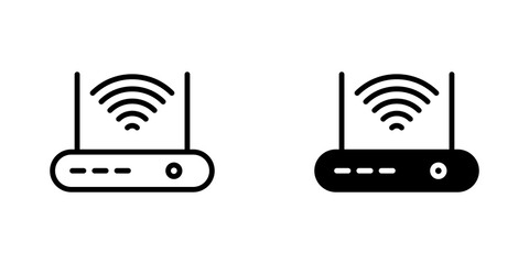 Wifi modem icon set. outlined and solid filled versions.