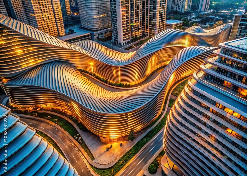 Poster stunning urban exploration photography of an abstract three dimensional wave pattern design capturin