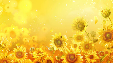A field of sunflowers in full bloom. The sunflowers are a bright yellow color and the petals are delicate and detailed.
