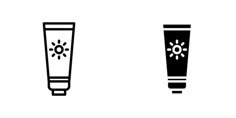 Sunscreen icon set. outlined and solid filled versions.