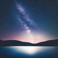 Expansive Night Sky with Vibrant Stars and Milky Way Reflecting Over Tranquil Lake