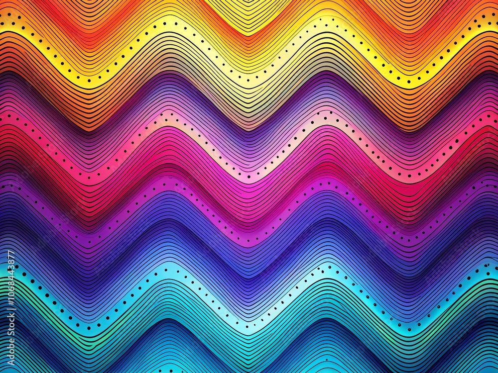 Poster curvy wave stripe pattern with noise zigzag lines and stipple gradient texture for modern design bac