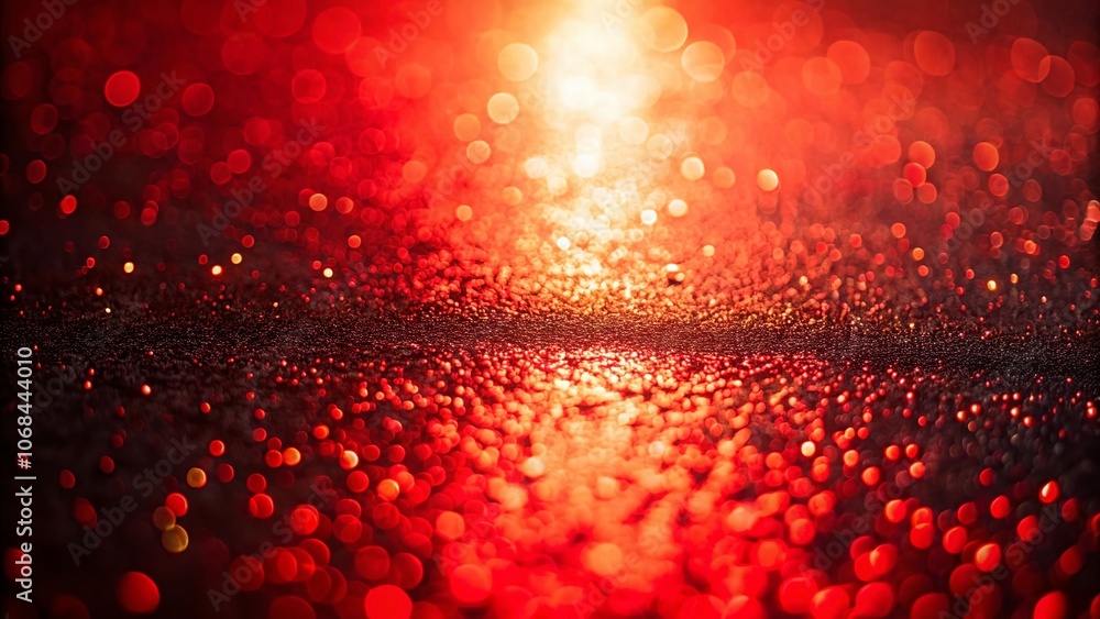 Poster subtle noise grid cover on red polished background with sanded shiny texture in low light photograph
