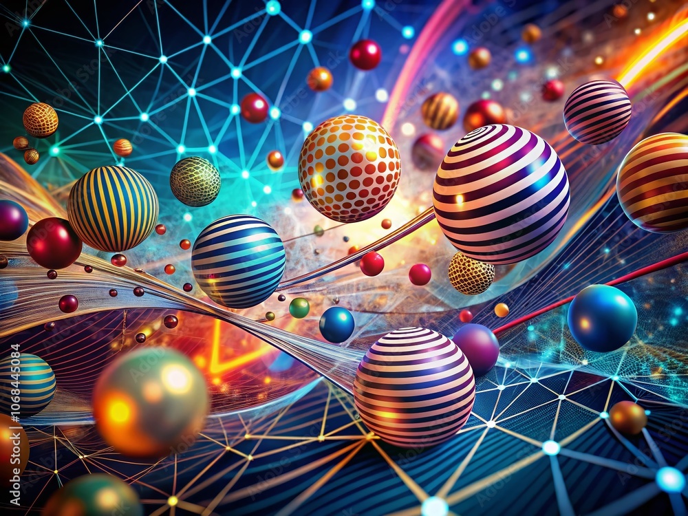 Poster surreal abstract background for network science featuring striped and dot design in a technology-ins