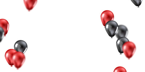 Beautiful black and red 3d balloon illustration template banner vector background design