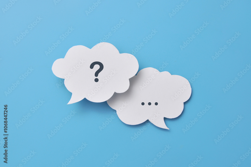 Poster conversation between people with questions and answers