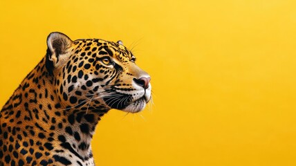 Obraz premium Close-up of leopard against yellow background
