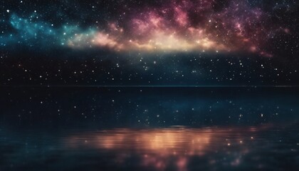 Naklejka premium Sky Reflected in Dark Ocean, Stars Shimmering