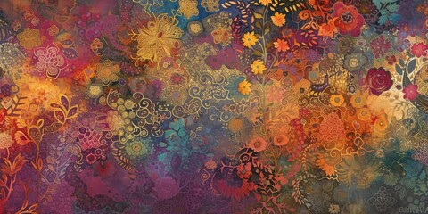 Abstract painting of vibrant hues and patterns, Dynamic expressive strokes creating vivid visuals, Colorful masterpiece stimulating visual senses.