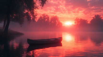 Serene sunset reflections over calm waters