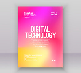 Poster brochure cover banner presentation layout template, Technology digital futuristic internet network red pink gradient background, Abstract cyber future tech, Ai big data business layout vector