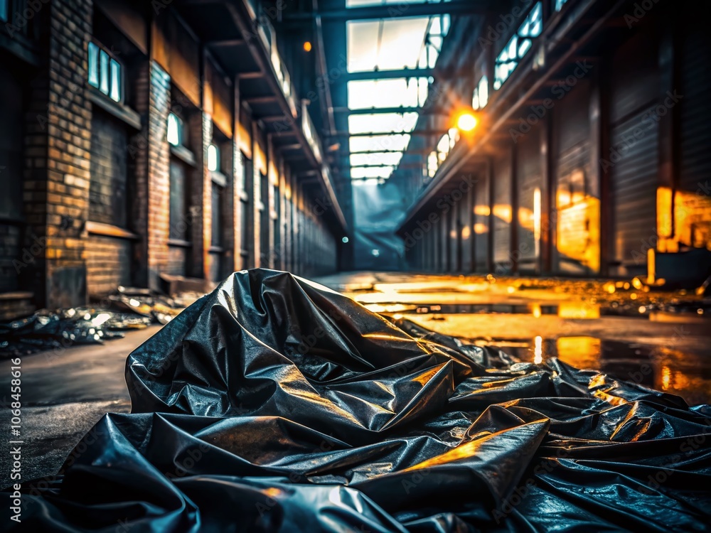 Poster urban exploration photography featuring a unique polyethylene texture against a black color backgrou