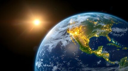 Fototapeta premium Glowing Planet Earth Highlighting Global Environmental Awareness and the Need for Responsible Stewardship of Our Natural Resources and Sustainable Practices for a Brighter Future