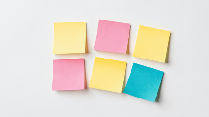 Colorful sticky notes on white background