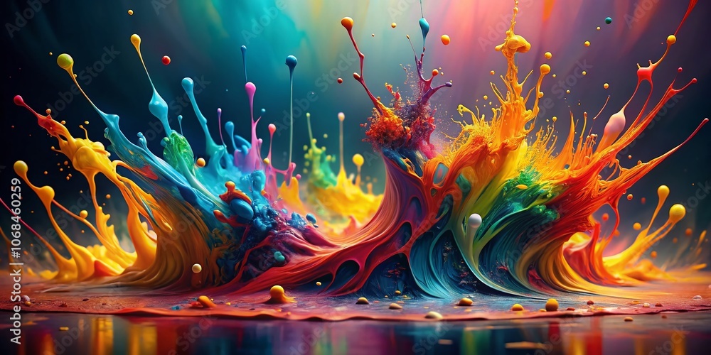 Poster vibrant abstract background featuring dynamic paint splashes in a beautiful composition utilizing th