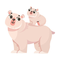 Bear Mom with Cub Polar Animal and Cold Arctic Fauna Vector Illustration