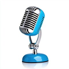 Fototapeta premium A photostock of a vintage microphone on a stand, isolated on white background, High Quality