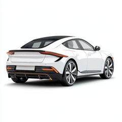 Fototapeta premium A photostock of an eco-friendly electric car, isolated on white background, High Quality