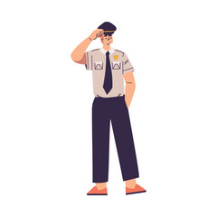 Policeman Character in Uniform with Tie Vector Illustration