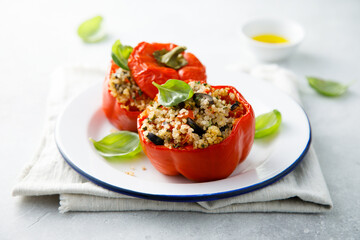 Roasted bell peppers stuffed with quinoa