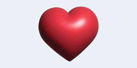 3D Red Love. Abstraction and doodle. Render. Heart. Icon love.  Mark. Design elements. White background.