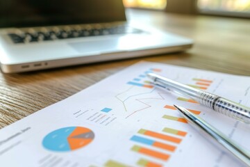 Business concept with businessman analyzing financial charts and graphs showing market growth