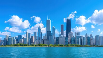 Obraz premium Futuristic city skyline with digital overlay symbolizing enterprise growth and innovation in urban landscapes.