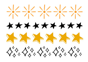Scribble Stars Suns Doodle Borders Strokes Set