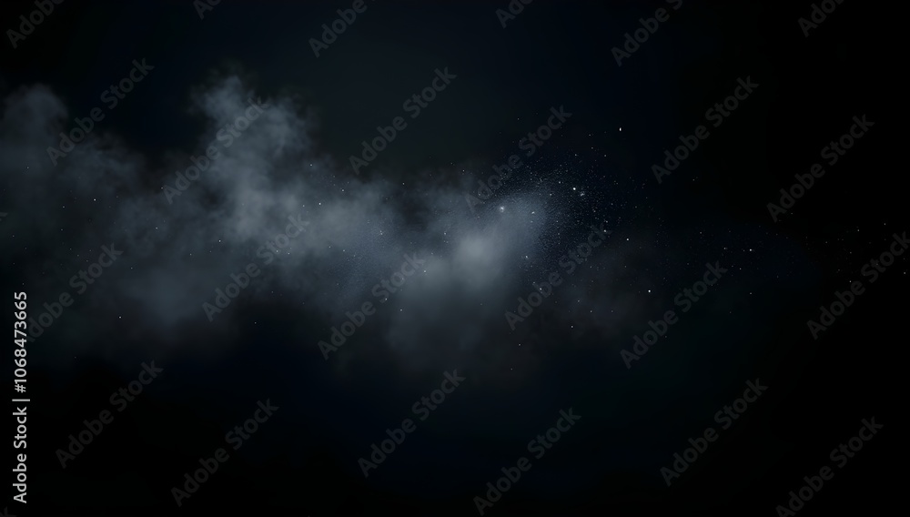 Poster mystical smoky background with sparkling stars for web design and digital projects