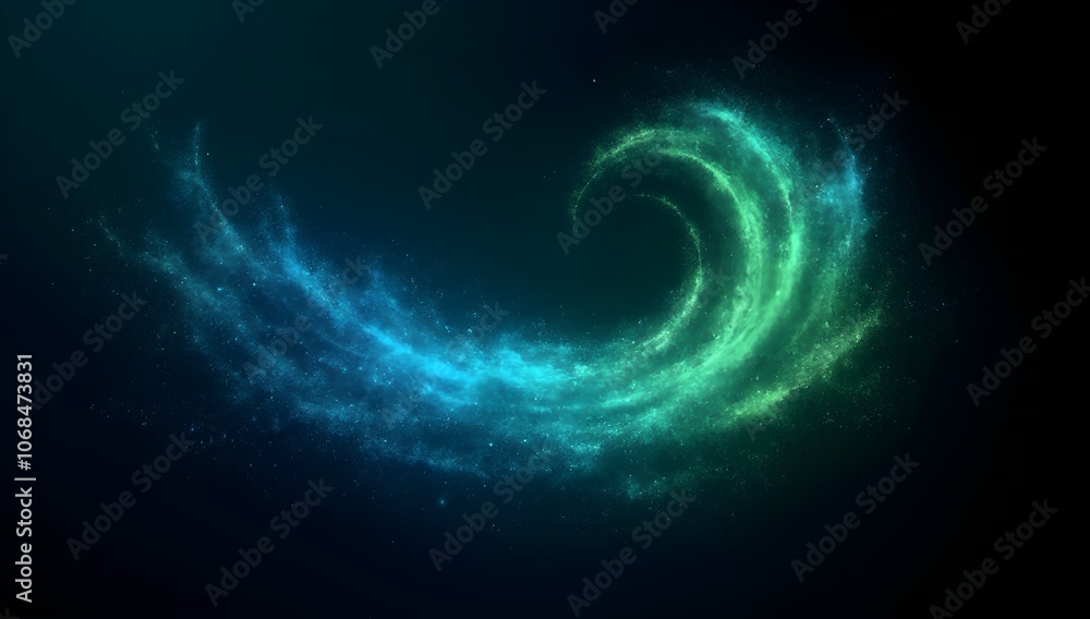 Poster dynamic swirling wave of gradient smoke in blue and green for web design and digital backgrounds