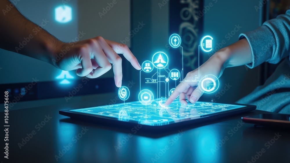Poster holographic digital interaction with touchscreen elements