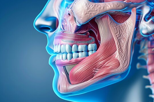 Human jaw muscles showing masseter temporalis medial pterygoid and lateral pterygoid muscles