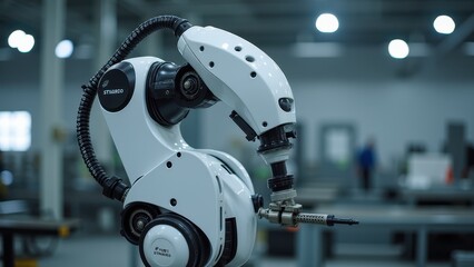 Fototapeta premium Precision Robotic Arm in Industrial Setting