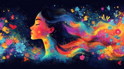 a vibrant vector illustration for mental health awareness month showcases colorful abstract shapes and uplifting symbols, emphasizing the importance of mental well-being and support